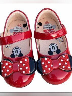 Disney Minnie Mouse Red Mary Jane Shoes EU 22 US Toddler 6C